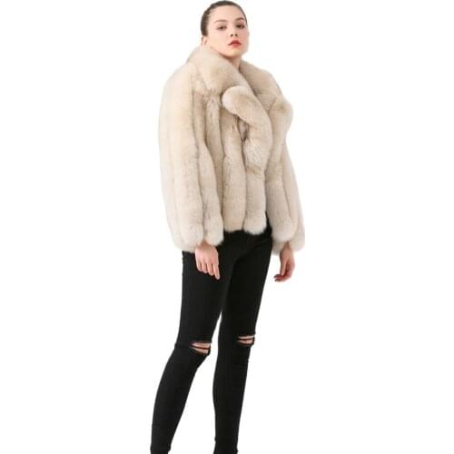QIUCHEN PJ19022 2019 New arrival real fox fur women winter coat thick fur Hot sale winter jacket with collar