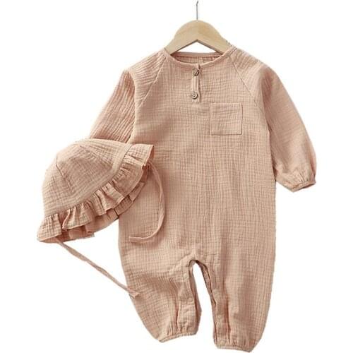 Baby Girls Boys Clothes+ Hats Newborn Spring and Autumn Jumpsuit Infant Cotton Long Sleeve Romper 0-24 Month