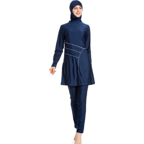 Bathing Suit Solid Color Muslim Swimwear Hijab Swimming Suit Woman Athletic Swim Wear Suit Islamic Clothing Musulman Beach Set