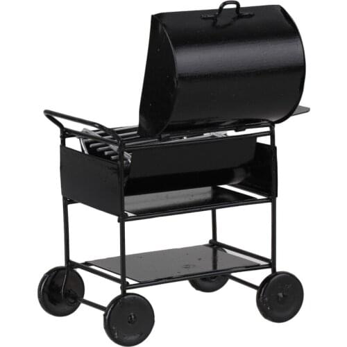 OMoToys Dollhouse Mini BBQ Grill Model Scale 1:12 Black