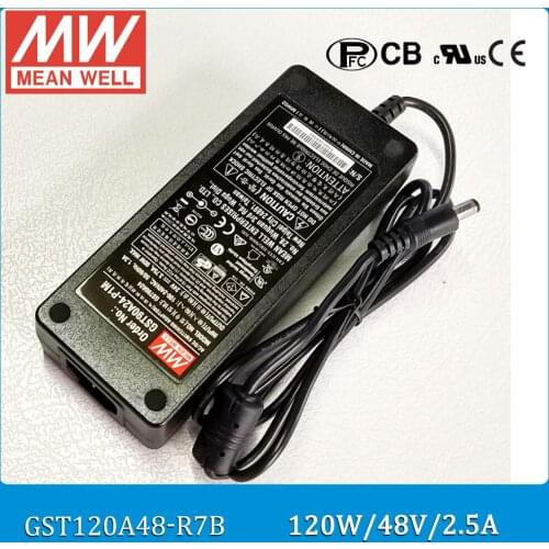 Original Meanwell GST120A48-R7B 120W 48V 2.5A AC/DC Level VI Mean well desktop Adaptor with PFC