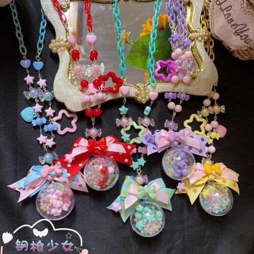 Lolita necklace round ball Lolita jk sweet dots star sweater chain bow necklace