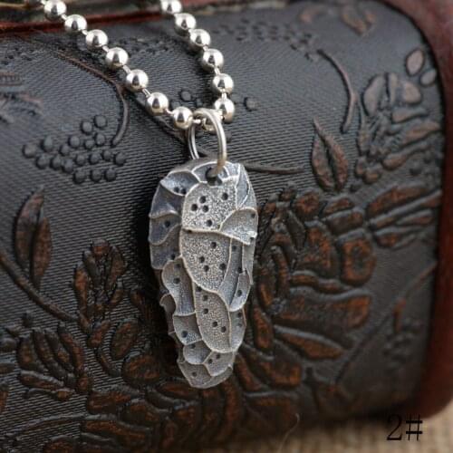 BOCAI Real S925 Sterling Silver Pendant Retro Art Fashion Geometric Meteorite Thai Silver Female Clavicle Chain Pendant For Men