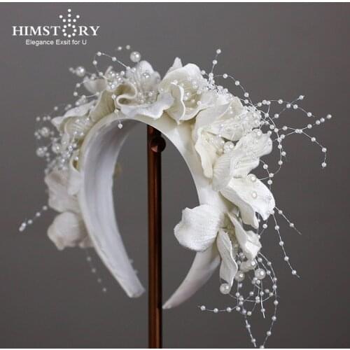 HIMSTORY Headbands For Women Flower Pearl Hair Opaski Vintage Accessories Hairband Novia Bride Headband Accesorios