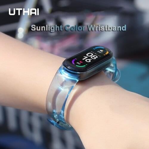 For Xiaomi Mi Band 6 5 4 3 Watch Band With Smart Light Change Color Replacement Silicone TPU Bracelet For mi band 6 4 UTHAI S22