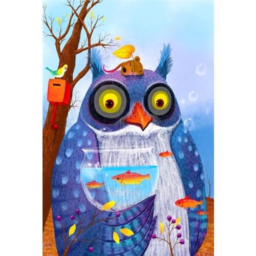 Cute owl The wooden puzzle 1000 pieces ersion jigsaw puzzle white card adult childrens educational toys