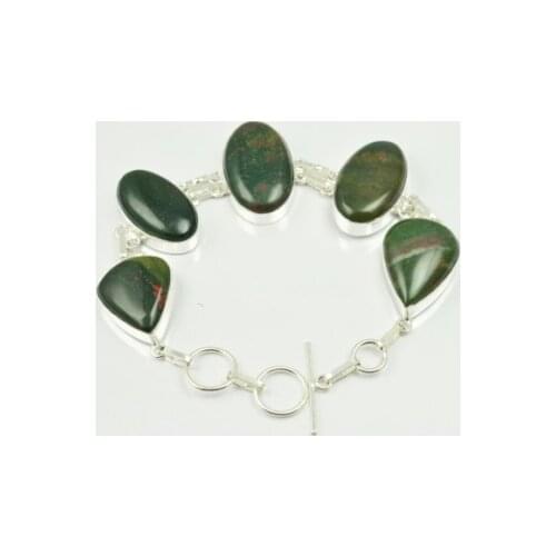 Blood Stone Bracelet Silver Overlay over Copper , 24 cm, B2265