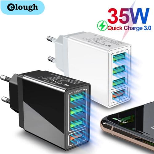 Elough USB Charger Quick Charge 3.0 for iPhone 12 Pro Max Xiaomi Realme Poco EU Universal Fast Phone Charging USB Wall Chargers