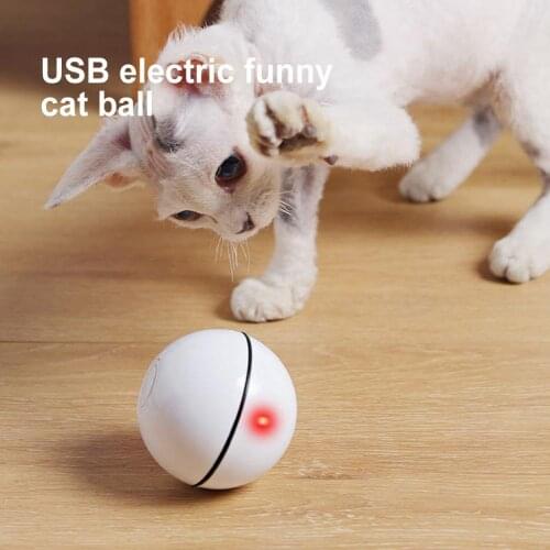 Smart Interactive Cat Toy Electric USB Charging Cat Ball Toy with Rolling LED Light Pet Playing Toys Supply