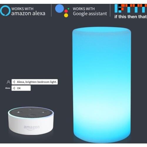 Cylinder Shape WiFi Smart Table Lamp Compatible with Alexa Voice Control Hand Touch LED Ambient Night Light Controlled by APP
