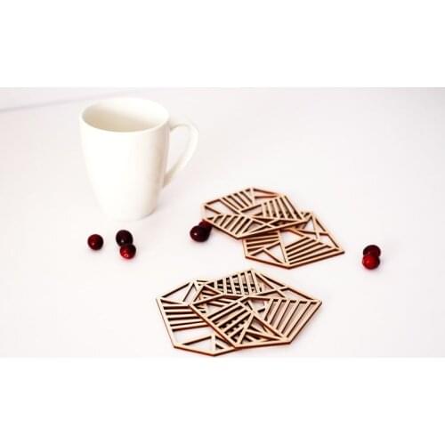 Unique coasters,Geometric coasters, Modern design, Laser cut coaster set, Christmas, Decorative coasters, Unique coaster, Woode