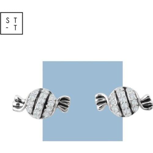 2021 Cute Fashion Creative Fun Snacks Zircon Candy Fresh Stud Earrings for Women 925 Sterling Silver Party Accessories SE107