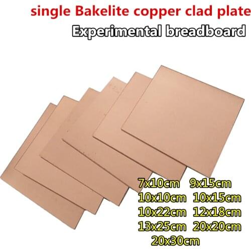 1pcs single Bakelite copper clad plate Experimental breadboard 7x10 9x15 10x10 10x15 10x22 12x18 13x25 20x20 20x30cm test PCB