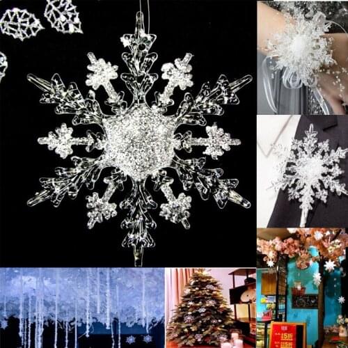 10pcs/lot 11cm Christmas Snowflake Acrylic Artificial Snow Christmas Tree Ornaments Holiday Festival Home Party Decorations