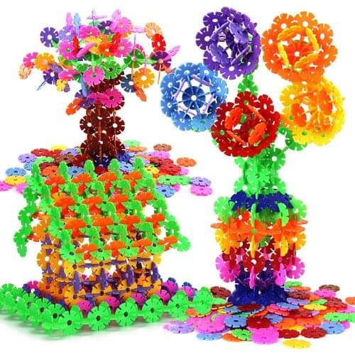 200 Pcs 3D Puzzle Jigsaw Plastic Snowflake Building Building Model Puzzle Educational Intelligence Toys For Kids WYQ