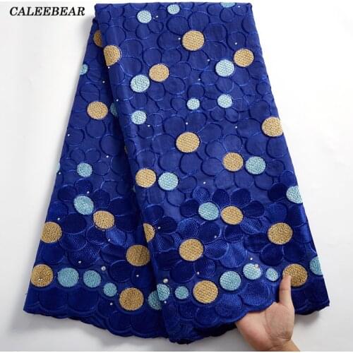 2021 High Quality African Nigerian Voile Lace Fabric Embroidery Cotton Lace Fabric For Party Dress Swiss Lace Fabric 5Yard S2448