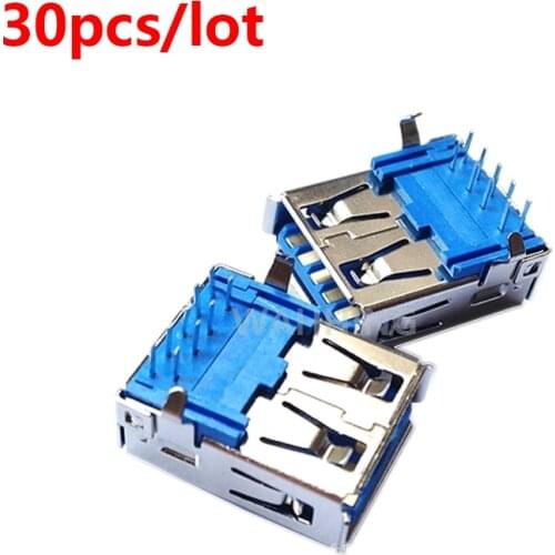 30pcs USB3.0 USB 3.0 A Female Adapter Connector USB Socket Soldering Plug USB Cable Connector For DIY Charger Adapter HY1385*30