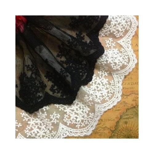5Yard/lot DIY handmade lace fabric materials black white lace trim width 11cm wedding dress clothes curtain accessories