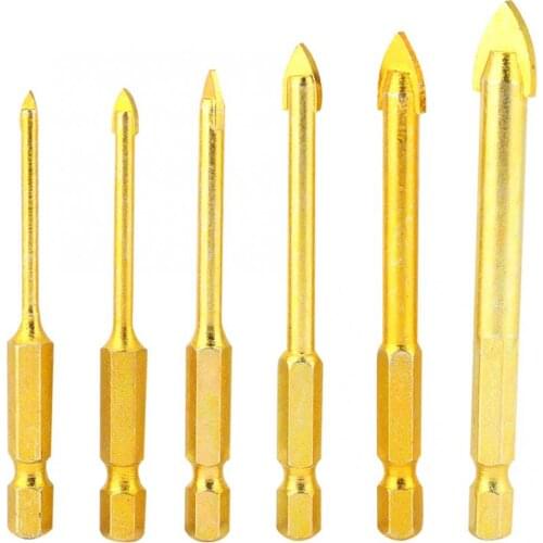6Pcs 3/4/5/6/8/10mm Hex Shank Triangular Punching Hole Drill Bits Ceramic Tiles Glass Plastic Wood Hole Opener