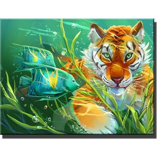 Crystal Diamond Tiger 5d diy diamond painting Puzzle embroidery full square round diamond mosaic iris Tiger Animal EE2127