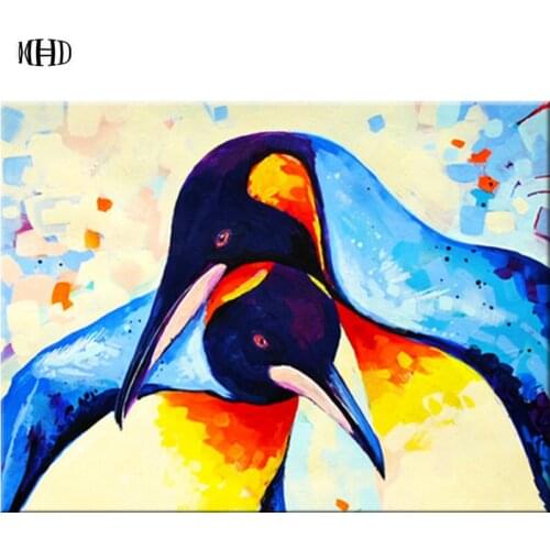 MHD Two penguins 5D Diamond painting Parrot cross stitch crystal square/round mosaic decorative full diamond embroidery