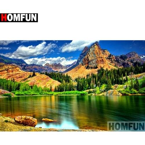 HOMFUN Full Square/Round Drill 5D DIY Diamond Painting "Tree mountain" 3D Embroidery Cross Stitch 5D Home Decor A13766