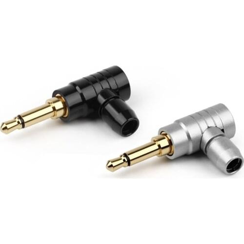 Aluminum Alloy L Type Jack 3.5 Earphone Plug Connectors 90 Degree 3.5mm Mono Male Plugs Wire Connector ID 4.0mm Black Silver