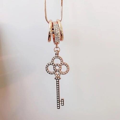 MIARA.L Korea sweater chain geometric simple key style titanium steel heart-shaped necklaces vintage clover pendant jewelry