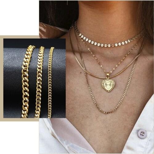 Basic Curb Chain Chokers for Women 3-7mm Stainless Steel Miami Links Overlay Accessories Chic Lady Girl Candid Street Necklaces
