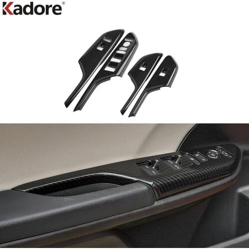 For Honda Civic 2016 2017 2018 Sedan Carbon Fiber Car Interior Door Window Switch Panel Frame Decoration Cover Trim Accessories