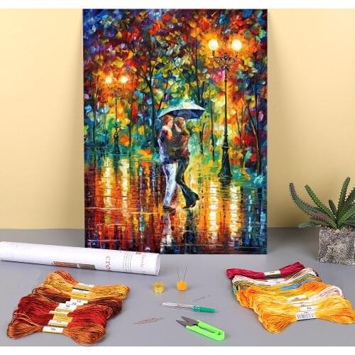 Rainy Dance Printed 11CT Cross-Stitch Full Kit DIY Embroidery DMC Threads Handmade Handicraft Sewing Needlework Adults