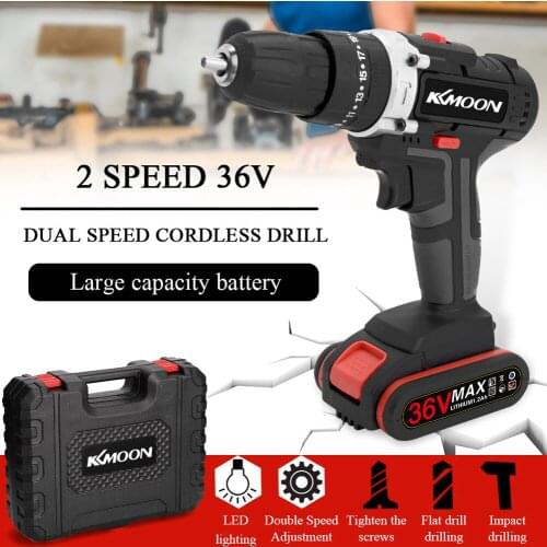 Electric Cordless Drill 36V High-power Battery Wireless Rechargeable Hand Drills Brush Motor Home DIY Electric Power Tools