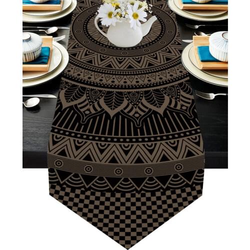 Hippie Black Mandala Bohemian Style Table Runner Country Wedding Decor Tablecloth Placemat Dinning Table Art Table Runners