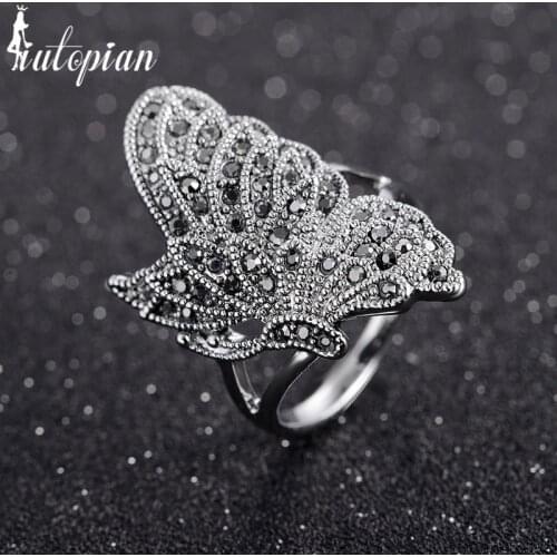 Iutopian Brand 2015 Vintage Retro Butterfly Rings Anels For Women Bohemia Anti Allergy High Quality #RB02880