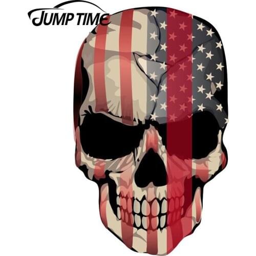JumpTime 13cm X 8.1cm Punisher Skull Red Line Realistic American Flag Police Red Line Decal Bumper Window Decal Truck Motorcycle