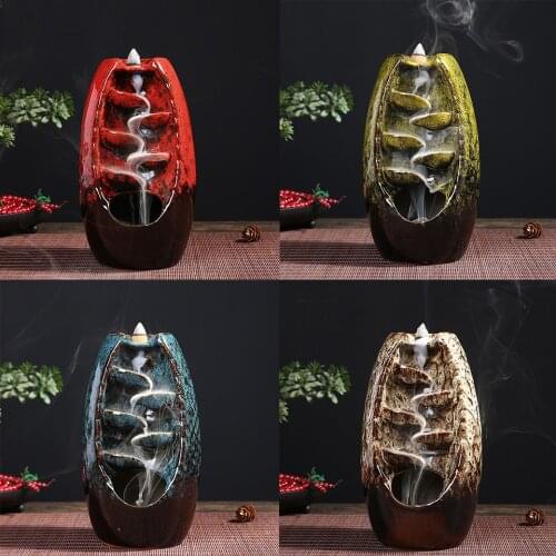 Smoke Fountain Backflow Incense Burner Waterfall Incense Incense Holder Smoke Waterfall Ornaments for Home Decoration Room