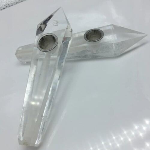 1pcs Natural Quartz Crystal Smelting Stone Smoking Pipe to Heal Crystal Stone Tobacco Pipe