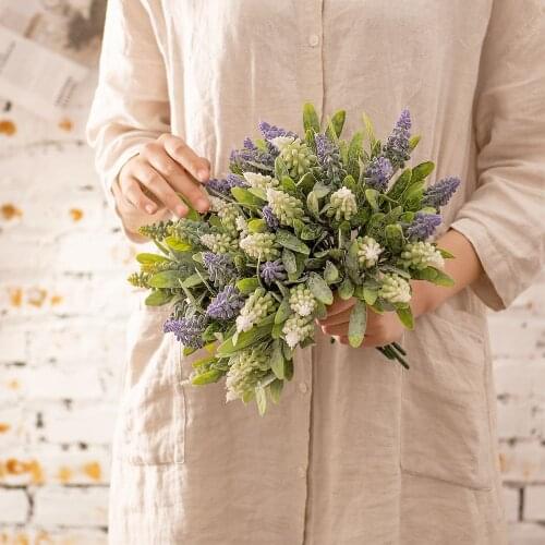 Lavender Plastic Artificial Flowers Home Decor Grain Garden Decorative Fake Grass