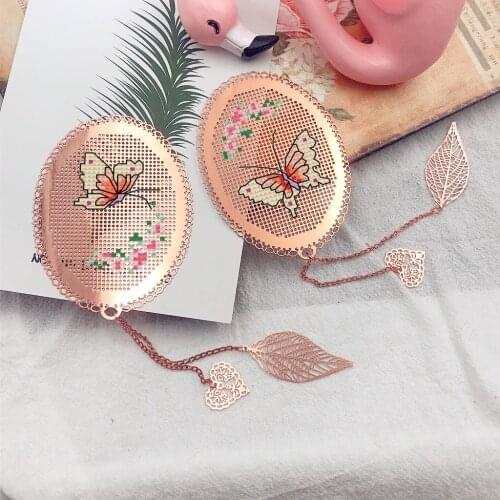 Top Butterflies in Love with flying Cross stitch DMC set Creative Gift Handmade metal bookmark fairy tale princess series
