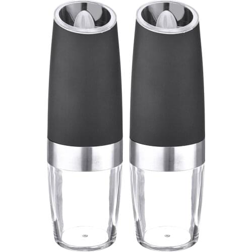2pcs Sea Salt Peppercorns Mill Grinder Electric Pepper Grinder Shaker Stainless Steel Automatic Spice Grain Mills Kitchen Gadget