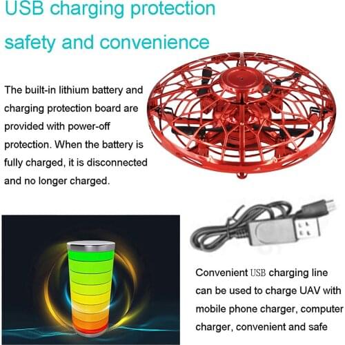 Mini Rc UFO Drone Infrared Hand Operated Helicopter Flying Ball Toy Quadcopter With LED Light 360 Degree Rotation Kid Adult Gift