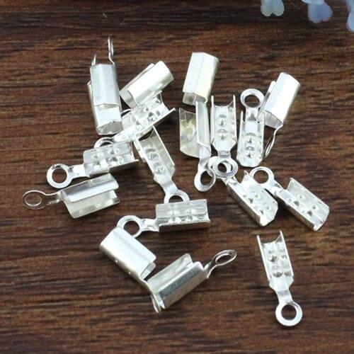 500pcs/lot Fashion Iron Cord End Caps Fit 3mm Cord Clips for Necklace Bracelet Connectors Clasp,DIY Accessories 4x11mm (K04453)