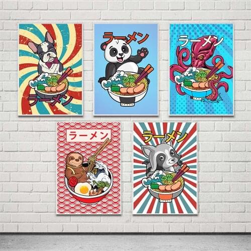 Wall Art HD Prints Cartoon Panda Noodles Home Decor Posters Pictures Beautiful Canvas Paintings For Living Room Frame Artwork