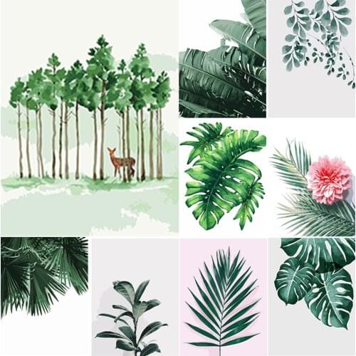 New DIY 5D Diamond Embroidery Plant Leaves Diamond Painting Flower Scenery Cross Stitch Full Square Round Drill Home Decor Gift