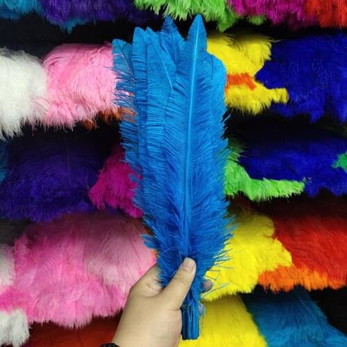 New 100pcs Deep Sky Blue 35-40cm/14-16inches Ostrich Feathers For Crafts Plumes Jewelry Making Wedding Decoration