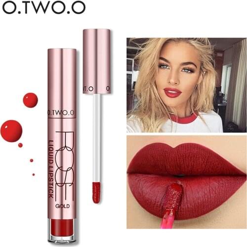 O.TWO.O 12Colors Lipstick Liquid Matte Moisturizer Long Lasting Lip Gloss Sexy Red Rouge Nude Velvet Lipstick Beauty Lips Makeup