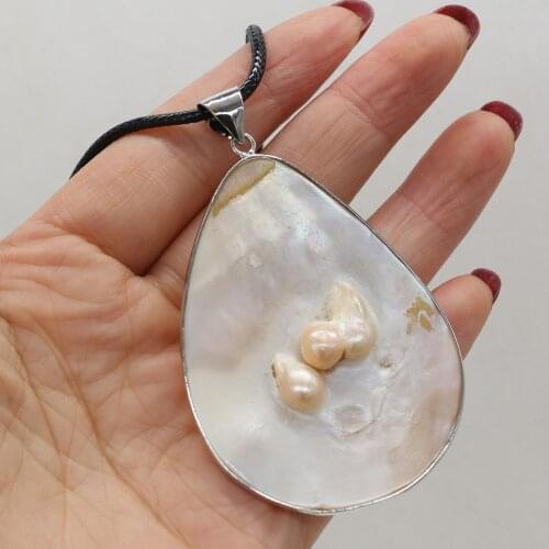 Natural Pearl Shell Necklace With Pendant Leather Cord 2MM Charms For Elegant Women Love Romantic Gift