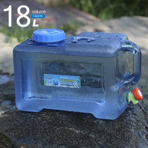 18L Outdoor Camping Water Carrier Storage Container Square PC Car Bucket Thickened With Faucet Self -Driving Car Portable Bucket