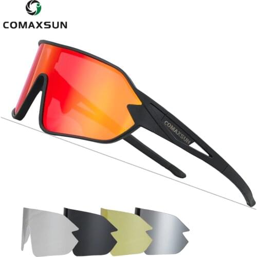 COMAXSUN Polarized Cycling Glasses 5 Lenses MTB Road Bike Sport Mirror Sunglasses Riding Eyewear Anti-UV400 Bicycle Goggles
