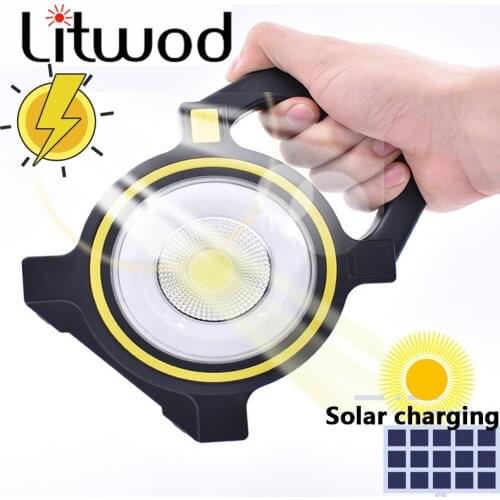 30W Solar Charge Built in Battery Portable Led Flood Working Light Outdoor Garden Spot Rechargeable Lamp Camping Bulb Flashlight